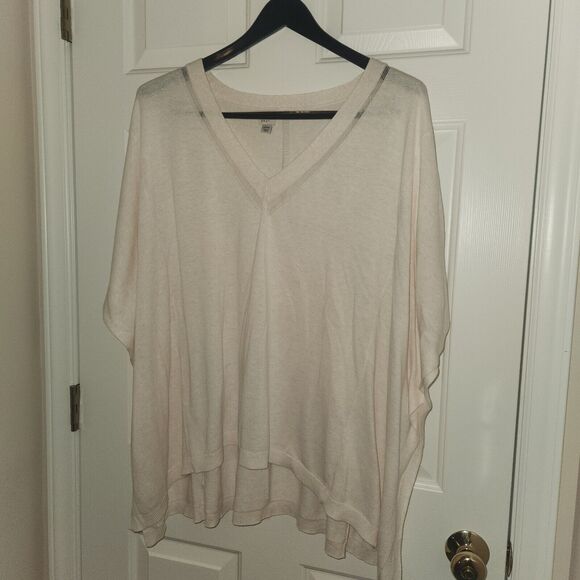 a new day Pastel Light Pink V-Neck Knit Poncho Pullover Sweater Cape OSFM - Picture 1 of 6